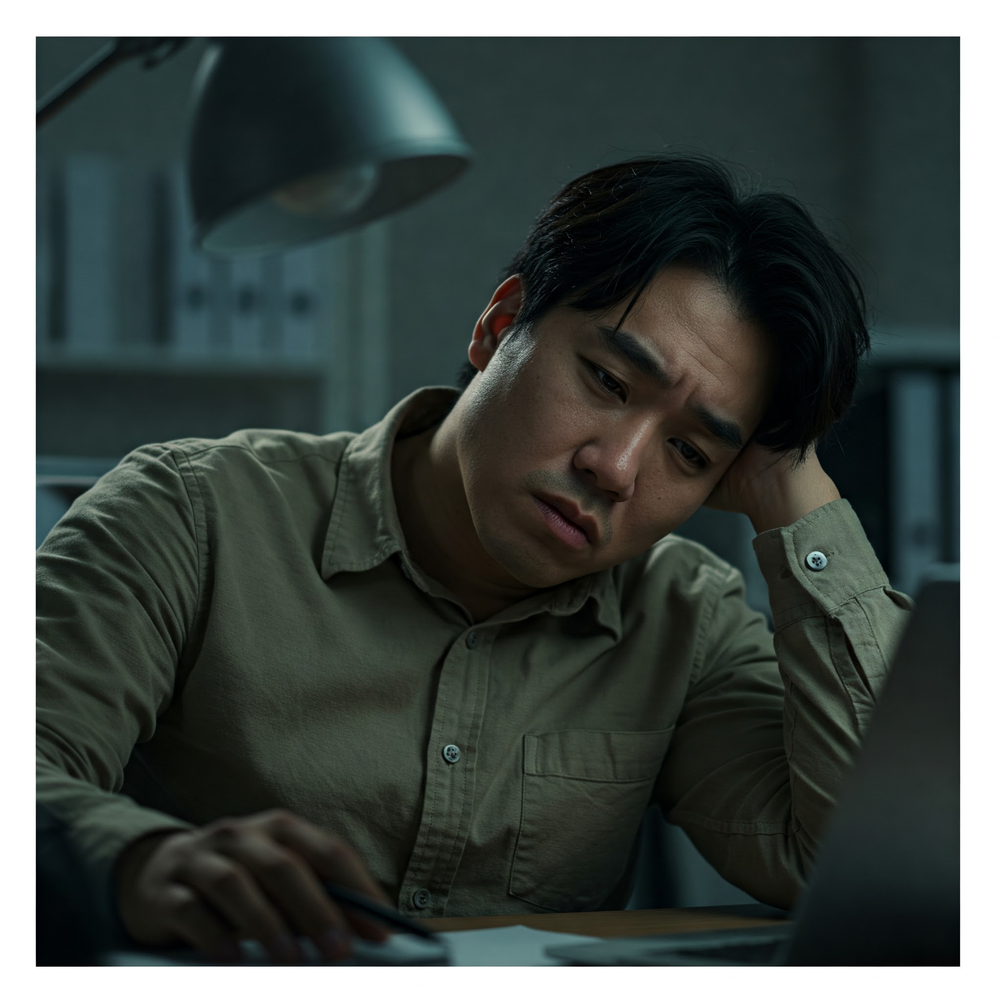 Tired person struggling to stay awake