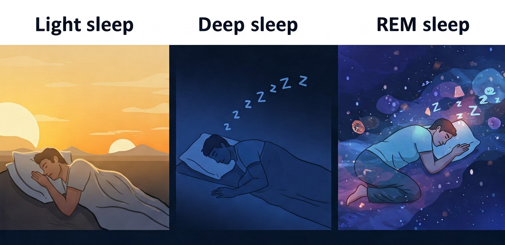 Graphic of sleep stages with brain waves